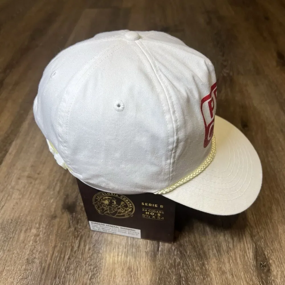 Vintage 80s Chemistry Zipper Snapback White Ad Promo Logo Rope Trucker Chore Cap